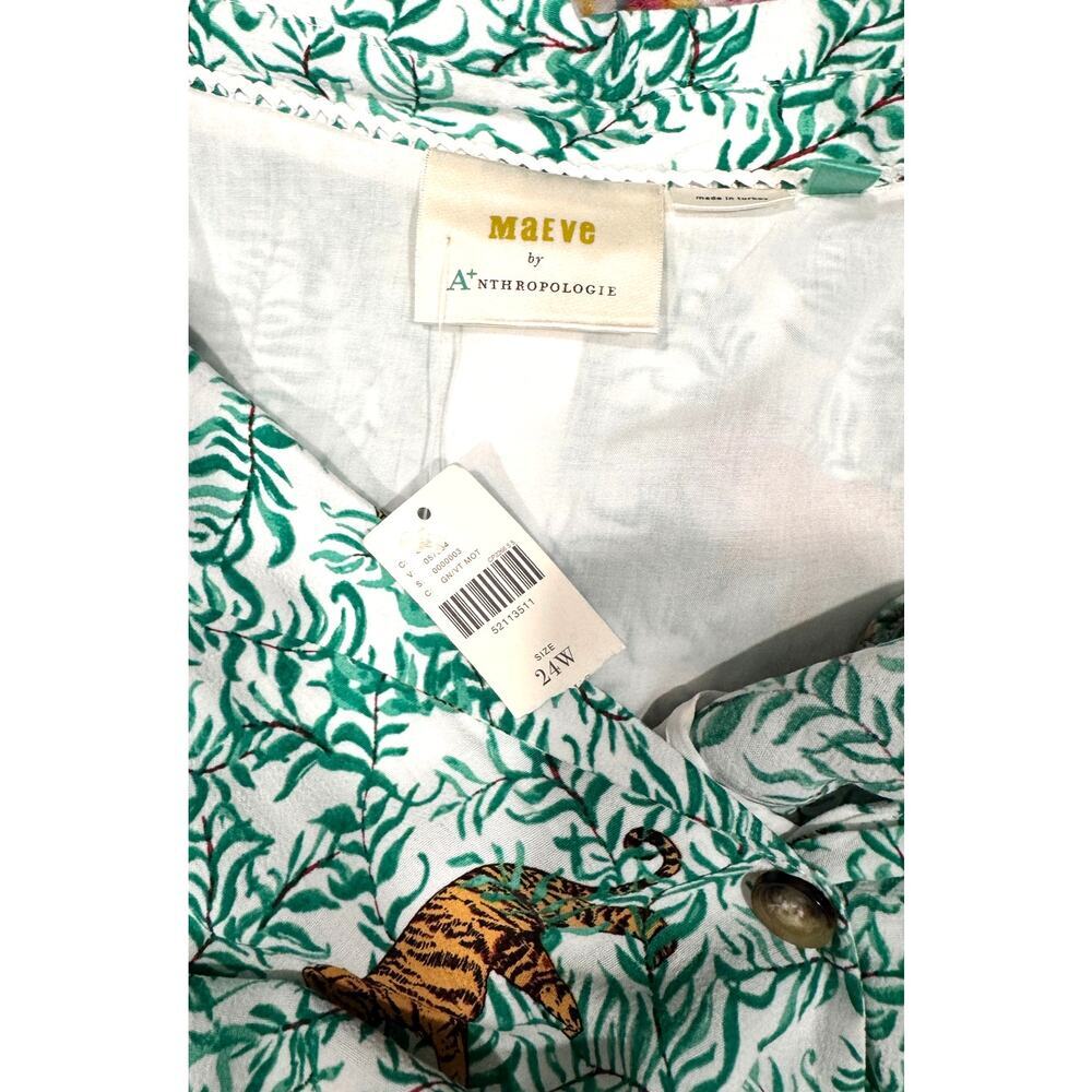 NWT MAEVE Catherine Buttondown Shirt Dress Printed Tigers Jungle Size 24W - Picture 6 of 8